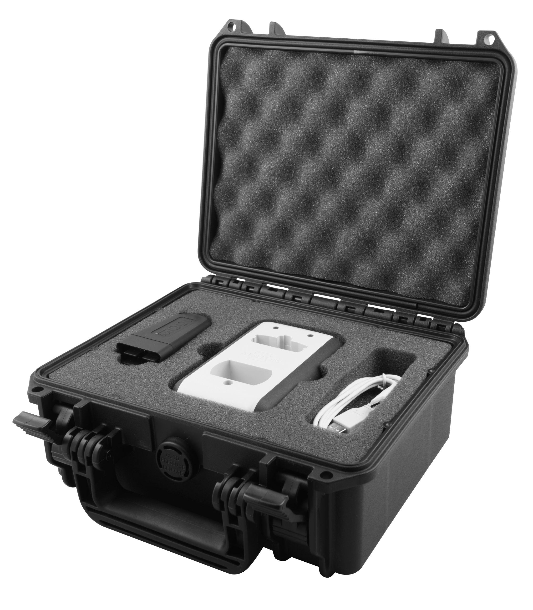 A plastic case containing vin reading device and key reader and programmer